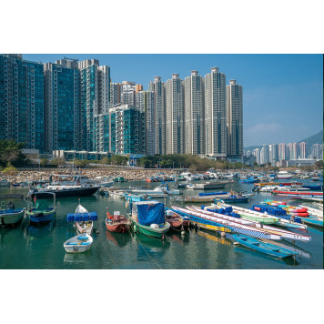 Boats on seashore Hongkong