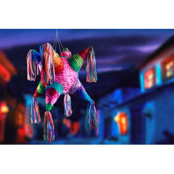 Colorful mexican pinata used birthdays