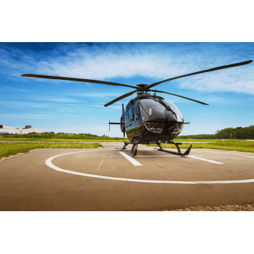 Helicopter-parked-at-the-helipad