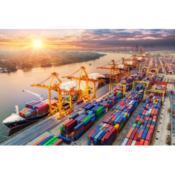 Logistics and transportation cargo ship