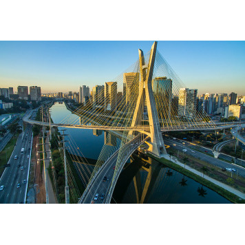 Suspension bridge cable styled Sao Paulo city Brazil